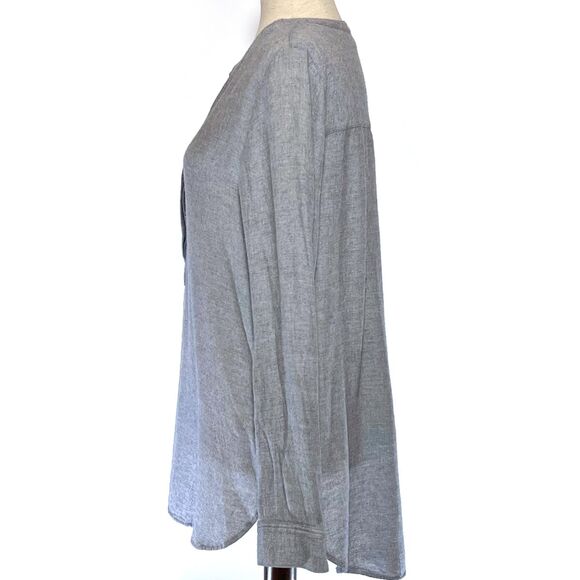 Theory Medium Blue Long-Sleeve Pleated Tunic Top - Picture 6 of 7